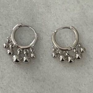 Sterling Silver Ball Round Fringe Huggie Hoop Earrings 

Brand New